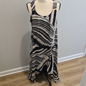 Joseph Ribkoff Black and Cream Geometric Maxi Dress